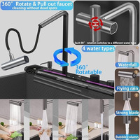 Évier de cuisine intelligent multifonction numérique en acier inoxydable SUS 304 avec cascade et technologie Nano