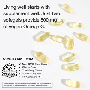 Cápsulas de Algas Omega 3 Veganas DHA para la Salud del Cerebro y la Vista, Fáciles de Tragar, OEM/ODM - Product Image 3