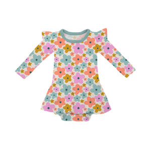 Personalizado impreso bebé niñas Twirl vestido mono Navidad Groovy Santa Flutter manga bambú bebé falda mameluco - Product Image 5