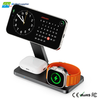 Chargeur sans fil magnétique pliable 3 en 1 25W avec port Type-C pour téléphone portable, écouteurs, montre connectée, charge rapide QC3.0