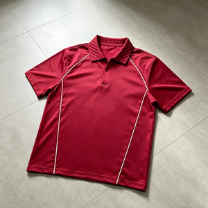 Polo de golf pour <span class=keywords><strong>homme</strong></span> OEM, col matelassé bordeaux, passepoil contrastant, séchage rapide, manches courtes, polo de sport personnalisé - Product Image 4