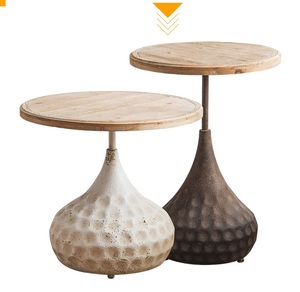 Bắc Âu Đồ Nội Thất Phòng Khách Ghế Sofa Trung Tâm Bảng Vòng Cuối Bàn Bằng Gỗ Hàng Đầu Kim Loại Cơ Sở Hiện Đại Bàn Cà Phê Bộ - Product Image 4