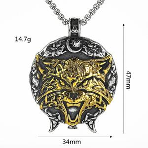 Collar con Colgante de Cabeza de Lobo Vikingo para Hombre, en Acero Inoxidable, Diseño Geométrico con Temática Animal, Regalo para Ocasiones Especiales - Product Image 5