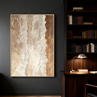 Peinture à l'huile abstraite minimaliste faite à la main, tons terreux, toile texturée, œuvre d'art Wabi Sabi pour maison contemporaine