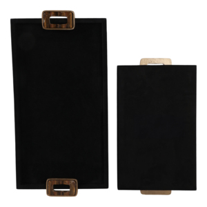 Vassoi Moderni in Legno con Manici Quadrati, Finitura in Velluto Nero, Vassoio Decorativo per Tavolino da Caffè e Centrotavola - Product Image 6