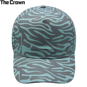 Casquette à 5 panneaux avec logo personnalisé et bande réfléchissante, vente en gros, chapeau imprimé tigre, visière incurvée, fabricant - Product Image 1
