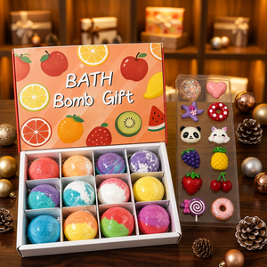 JRMS INDUSTRIES Caja de Regalo con 12 Bombas de Baño Naturales con Dibujos Animados de Frutas, Bolas de Baño Coloridas, Juguetes de Baño Sorpresa para Niños - Product Image 6