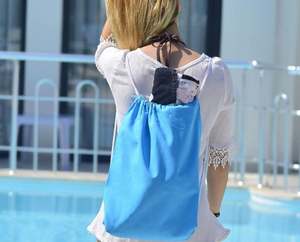 Custom Sports Canvas <b>Backpack</b> Men Women All Colors Logo Cotton Drawstring Pouch Bag With Thick Rope - Product Image 2