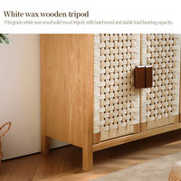 Buffet d'entrée Japandi en bois de frêne à 2 portes avec panneaux tressés, meuble de rangement côtier australien, organisateur pour l'Australie