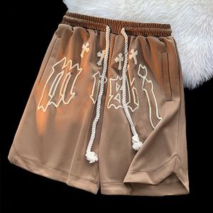 OEM High Quality Men's Casual Board Shorts Custom Logo with Side Pockets 5 Inch 100% Cotton - Product Image 4