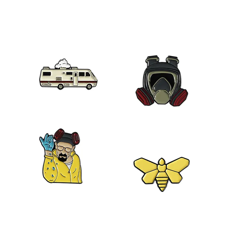 Broches de Breaking Bad para hombre, alfileres con imagen de dibujos animados, broche personalizado de abeja para coche, alfileres de solapa esmaltados de Anime duro, 2021