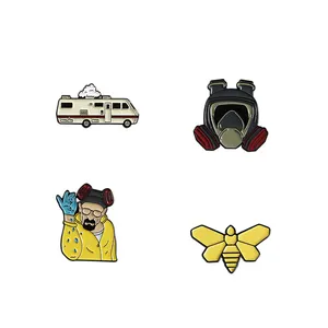 2021 New Design Breaking Bad Brooches Cartoon Image Pins Custom Car Bee Men Salt Brother Hard Anime Enamel Lapel Pins
