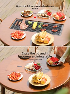 Mesa y Sillas para Barbacoa al Aire Libre, Patio/Jardín/Terraza, Mesa para Asar a la Parrilla con Carbón/Eléctrica, Juego de Comedor Estilo <span class=keywords><strong>Chino</strong></span>, Muebles de Exterior - Product Image 4
