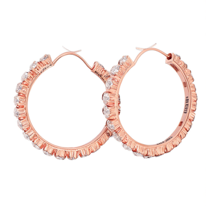 Orecchini a Cerchio in Oro Rosa E489 con Cristalli Rotondi Incastonati, Gioielli Trendy da Festa per Donne - Product Image 1