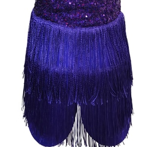 Vestido de Baile Latino BC032005 Baili Morado con Espalda de Malla y Flecos de Lentejuelas para Niñas, Traje de Competición para Salsa, <span class=keywords><strong>Tango</strong></span> y Jazz - Product Image 6