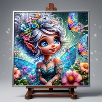 Peinture Diamant 5D Papillon Fée Mignon Fleur Kit Complet DIY Personnalisé pour Adultes Enfants Cadeau 50x50cm