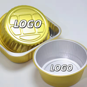 Contenedores Desechables para Comida para Llevar, Color Dorado, con Papel de Aluminio Reciclado y Tapa de Plástico PP, Venta al Por Mayor - Product Image 1