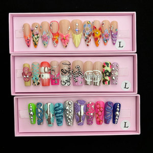 Venta al por mayor <span class=keywords><strong>de</strong></span> lujo 100% hecho a mano acrílico <span class=keywords><strong>uñas</strong></span> artificiales arte corto Natural personalizar diseño pato cuadrado Gel prensa en las <span class=keywords><strong>uñas</strong></span> - Product Image 2