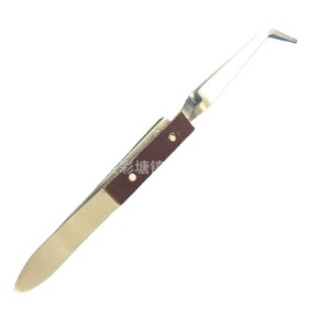 160mm Stainless Steel <b>Rebound</b> Tweezers with Wooden Handle, Reverse Tweezers, Curved Mouth Tweezers, Stainless Steel <b>Rebound</b> - Product Image 1