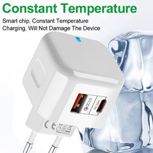 Universal PD 20W Quick Charge White Dual Ports <b>Plug</b> US/EU/UK Fast Charging 3Pin <b>Plug</b> Charger Type C Adapter Charger for Phones - Product Image 4