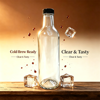 Bouteille en verre transparente à col long de 375 ml avec bouchon noir, pot en verre vide pour le stockage de boissons, sirops, vinaigrettes et liquides – Stock usine