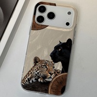 Nouvelle coque de téléphone minimaliste noire à imprimé léopard pour iPhone 14 15 16 Plus 17 Air 18 Pro Max, coque de protection souple antichoc