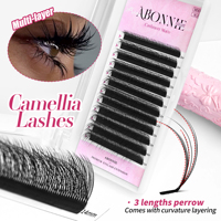 Extensions de cils Abonnie LJ LB LC, cils en camélia à double couche, cils pré-attachés, extensions de cils en camélia 5D