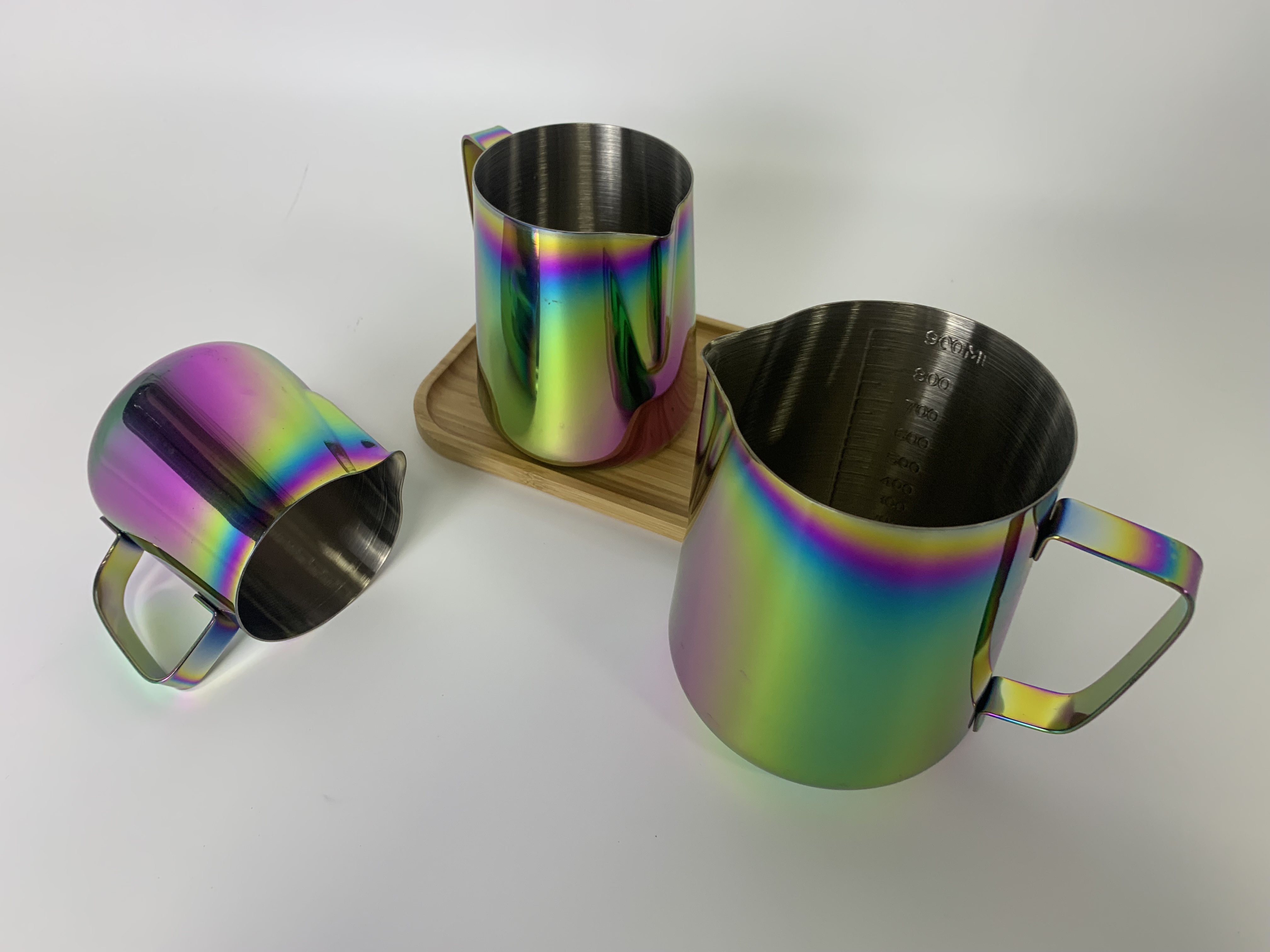 Coffee Making Tool Gold Colorful Stainless Steel Latte Coffee Milk Frothing Garland Cup WIth Scale