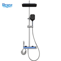 Ensemble complet de douche colonne murale thermostatique en laiton massif gris anthracite avec affichage numérique et éclairage d'ambiance pour salle de bain