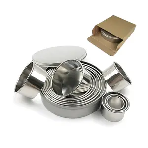 12 Pcs Baking Mousse Cake Ring Stainless Steel Round Adjustable Pastry Dumplings Mold 304 material