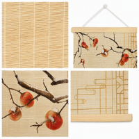Seni Dinding Bambu Persimmon Art Deco, Gambar Gantung Tenun Tangan Ramah Lingkungan, Patung Dinding Bambu dengan Logo yang Dapat Disesuaikan untuk Dekorasi Rumah