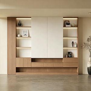 Mueble de Almacenamiento de Madera de Diseño Moderno y Sencillo, Librería Grande de Pared para Sala de Estar u Hotel, Multifuncional y de Gran Capacidad, en Oferta - Product Image 4