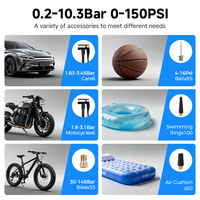 CHONGTENG 6000mAh Heavy Duty Cordless Tire Inflator for Automotive & Bike - ABS Material Air Compressor