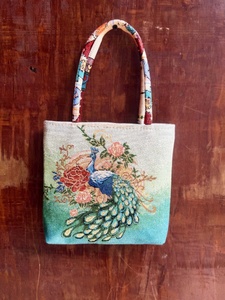 Bolso Tote de Lona Reversible Estilo Bohemio con Diseño de Paisaje Urbano Étnico Vintage, Bolso Tejido Casual Pequeño para Mujer - Product Image 3