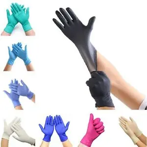 Nitrile Gloves White Pure Powder-Free Nitrile Gloves Kitchen Tattoo Lab Garden Use-4mil 6mil 8mil Black Blue White Pink Colors Disposable Food Safe