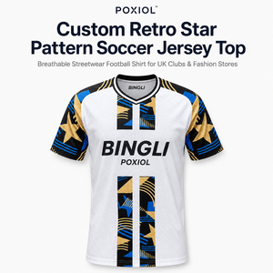 Maglia da <span class=keywords><strong>Calcio</strong></span> Personalizzata con Motivo Stellato Retrò, Traspirante, per Club del Regno Unito e degli Stati Uniti e <span class=keywords><strong>Negozi</strong></span> di Moda - Product Image 1