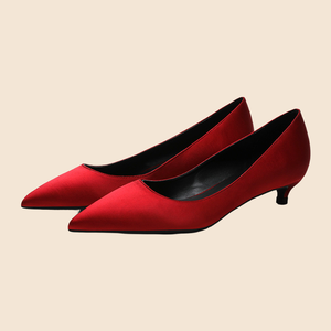 Satin 3cm Super High <strong>Heel</strong> Pumps Pointed <strong>Metal</strong> Steel <strong>Heel</strong> Lightweight Korean Dress <strong>Shoes</strong> for Spring/Summer Shallow Club Plus Size - Product Image 2
