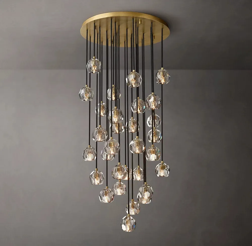 Luxus moderne Kristall Kronleuchter runde rechteckige Decken leuchte in Villa Interieur