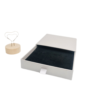 Custom Pure Colour Slide Drawer Box with Foam Insert Soft Touch Fashionring Jewelry Packaging Gray Paper Box - Product Image 3