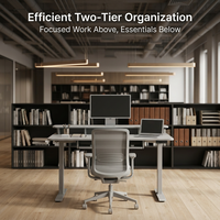 Bureau debout électrique ergonomique personnalisé à double plateau en fer, à moteur unique, à 2 niveaux, avec hauteur réglable