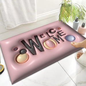 Alfombra de puerta 3D de dibujos animados de Navidad, rectangular, antideslizante, absorbente de agua, para el hogar, baño, lavable a máquina, tela tecnológica - Product Image 2