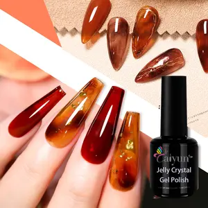 Tortoise Shell Nails Soak Off UV LED Manicure Art Orange Grey Brown Marble Red Colors Translucent Jelly Crystal Gel Nail Polish