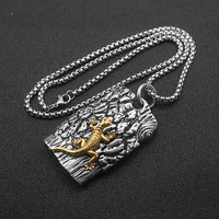 Kalung Liontin Baja Anti Karat Lapis Emas Vintage Motif Kulit Kadal Kalajengking Tekstur Gothic, Perhiasan Fashion Berkualitas untuk Pria Grosir