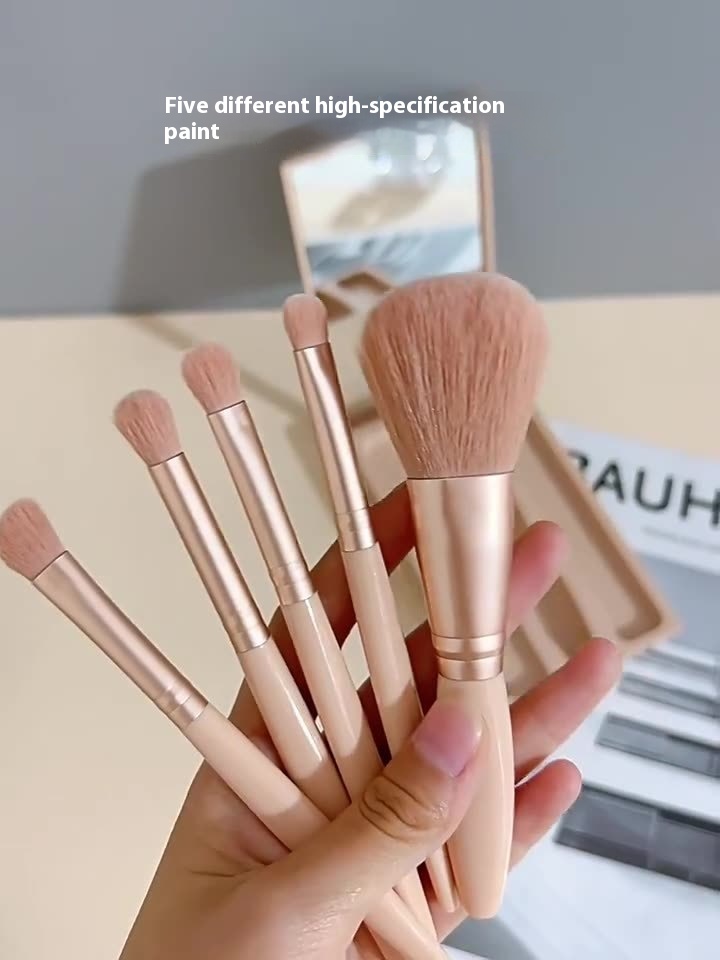 Hengrun 5-Piece Travel Makeup Brush Set - Soft Goat Hair