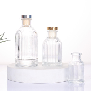 Botella Difusora de Perfume y Aceites Esenciales de Vidrio con Rayas Verticales, a Prueba de Fugas, de <span class=keywords><strong>50ml</strong></span>, 100ml y 200ml, con Tapa y Tapón, en Oferta - Product Image 2