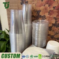 Gobelet jetable personnalisé en PET pour boissons froides, 98 mm, transparent, pour café glacé, thé au lait, à emporter