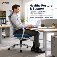 Chaise de bureau ergonomique pivotante et rotative en tissu avec support lombaire et accoudoirs