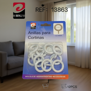 Anelli per Tende in Plastica, 12 Pezzi, Bianchi - Product Image 3