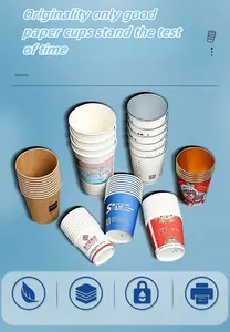 Popular Gold Foil Stamping Disposable Single Double Wall Paper Coffee Cup Takeaway Hot Drinks Paper Cups With Lid
