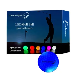 Tùy chỉnh đầy màu sắc cao thư bị trả lại đêm tối ánh sáng lên liên tục-on LED Glow Golf Bóng